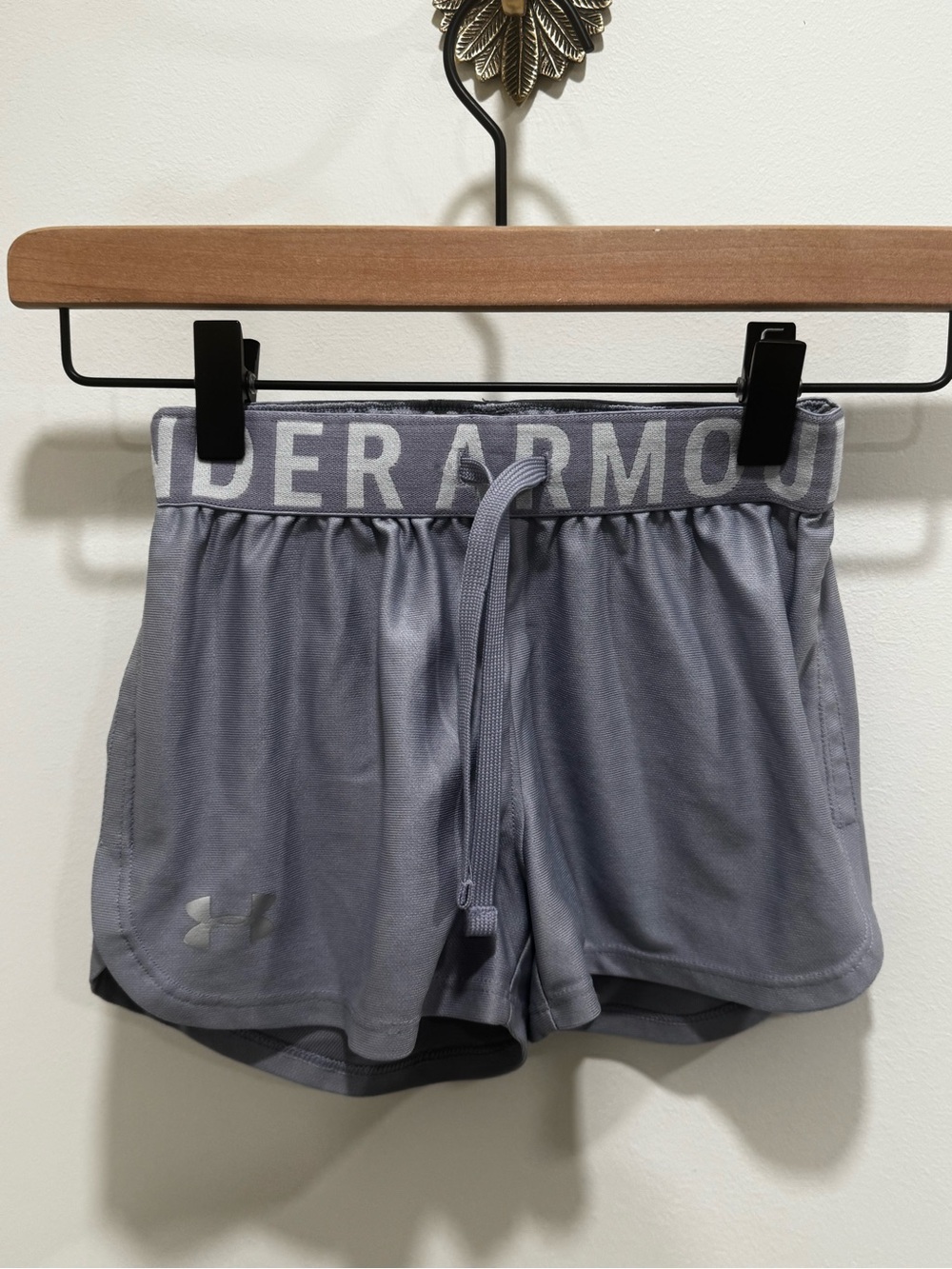Under Armour Girls Gray Athletic Shorts with Branded Elastic Waist